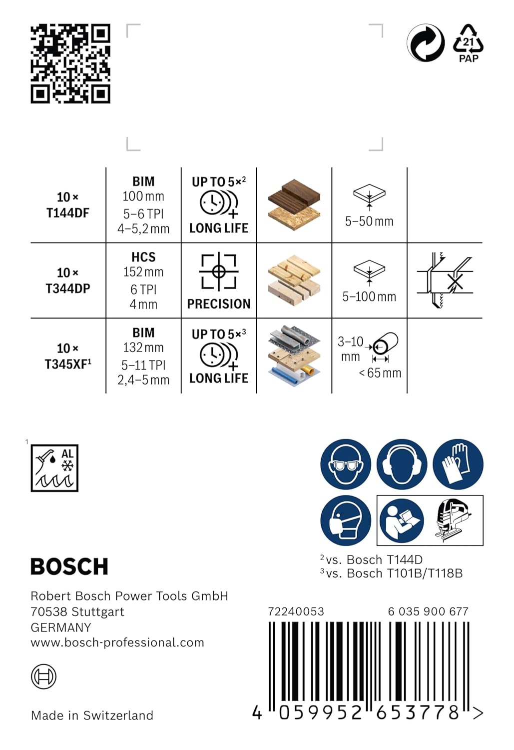 Bosch 30x PRO Wood and Metal Rough Cut Jigsaw Blade Set (for Steel, Wood with Nails, Length 100 mm, Professional Accessory Jigsaw)