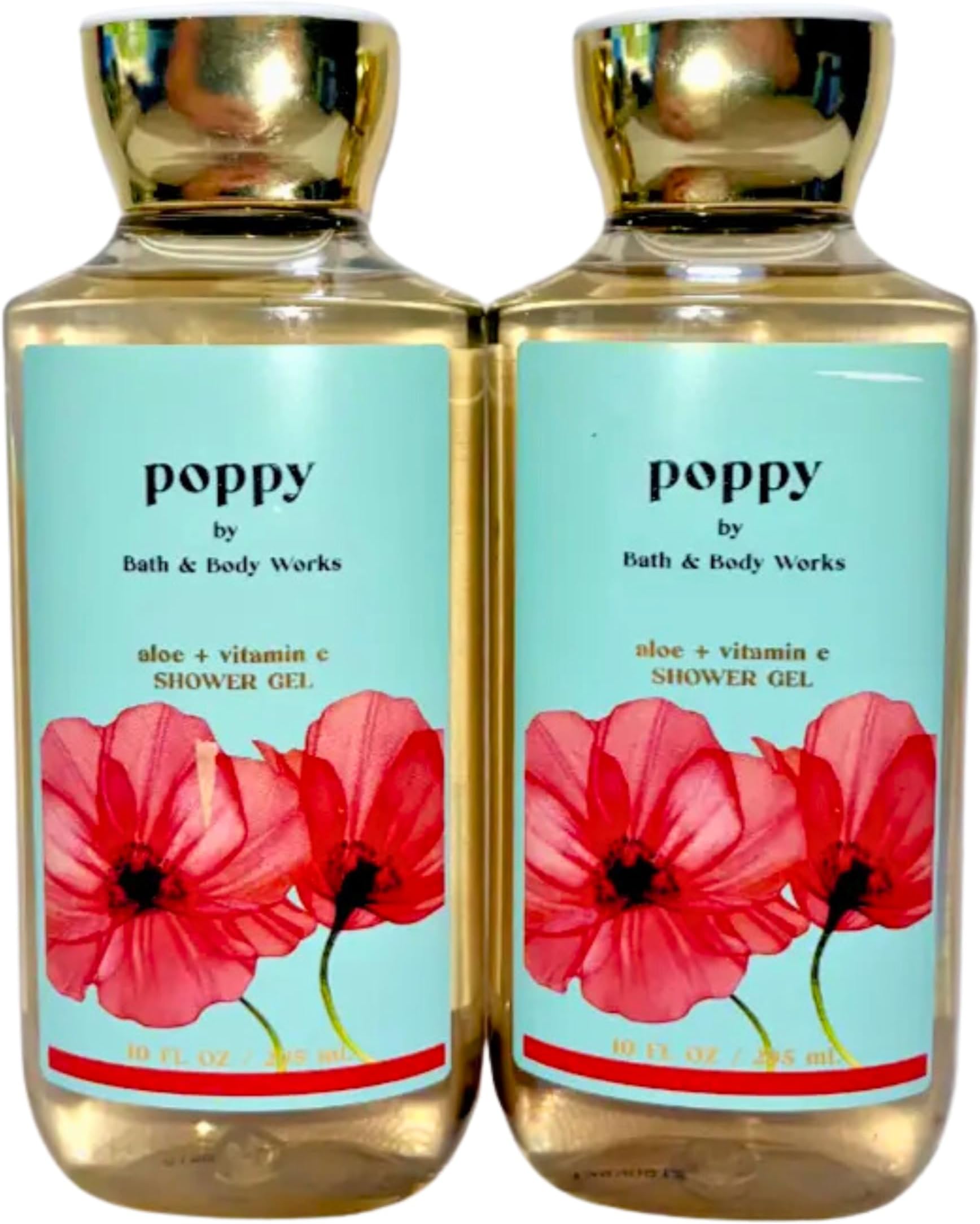Bath & Body Works Shower Gel, Set of 2 Bottles, Each Bottle 10oz (Poppy)