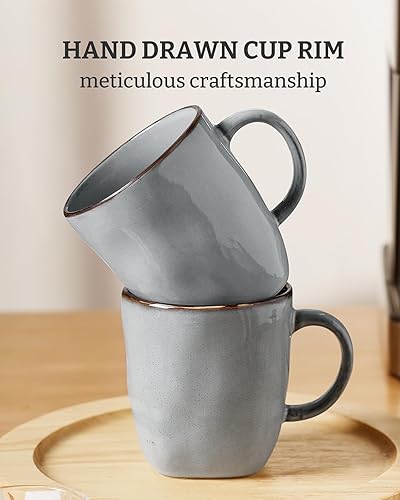 Miniatura 5 de famiware Juego de 4 tazas de café cuadradas con asa para cacao, leche, chocolate caliente, té, agua, tazas de cerámica para cocina, microondas y