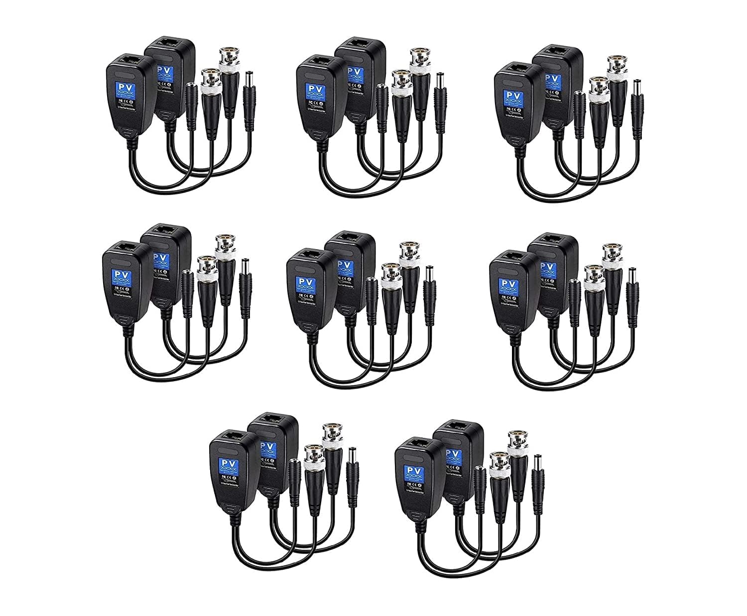 COOLCOLD 8MP Passive Video Balun Transceiver | BNC + DC to RJ45 Network Transceiver Cat5/Cat6 Adapter | AHD/TVI/CVI/CVBS for 1080p/4K CCTV DVR Security Camera System (Black, 8 Pair)-image-11