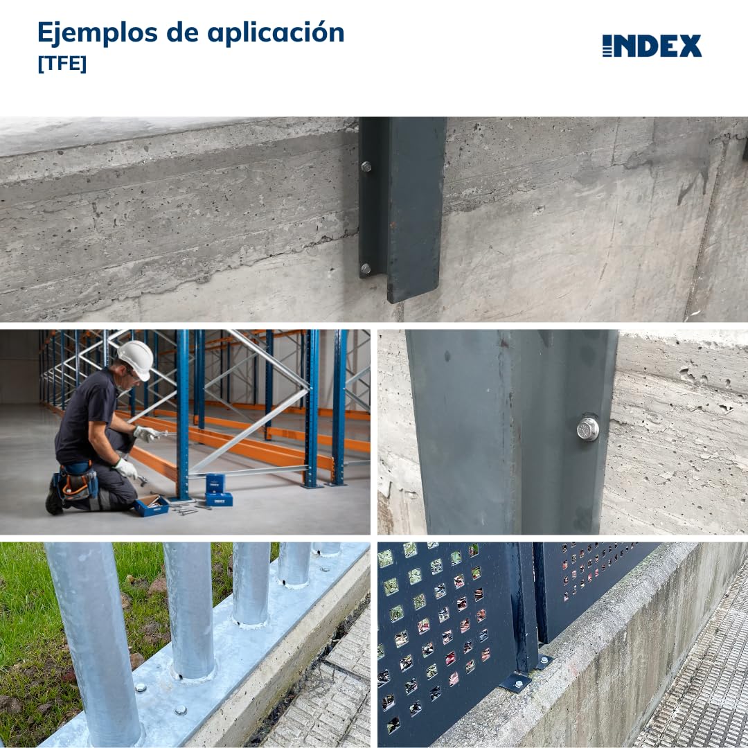 INDEX Tornillo para hormigón Cabeza hexagonal – Revestimiento zincado – Homologado ETE Opción 1 Ø18 x 130 – Caja de 20 – Tornillos, puntas, pernos