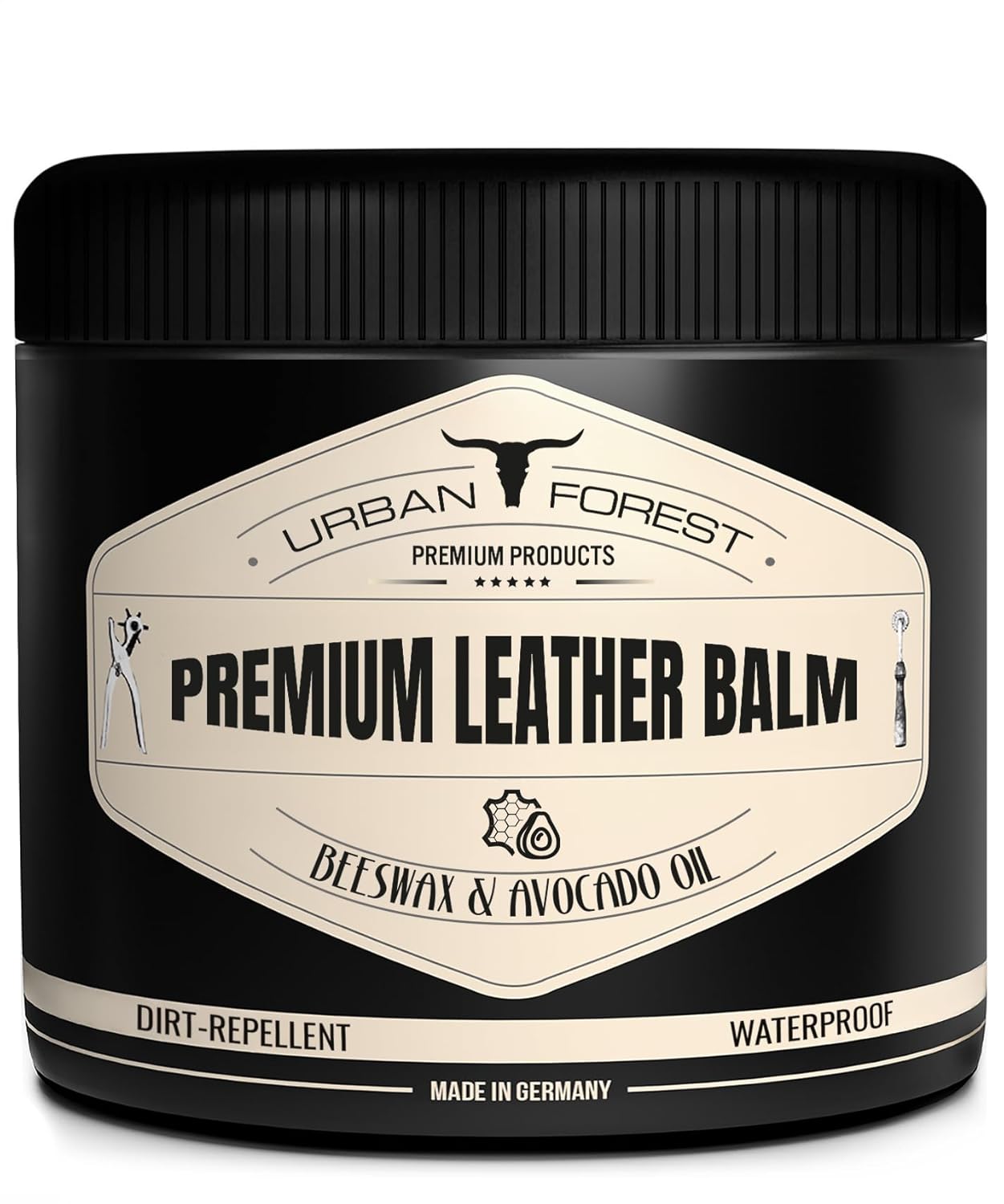 URBAN FOREST Leather Care Conditioner incl. natural Beeswax & Avocado Oil 16.9 fl oz, Heavy Duty Scratch Repair Balm - Preservative for Dry Cracked Furniture, Car Seats,...