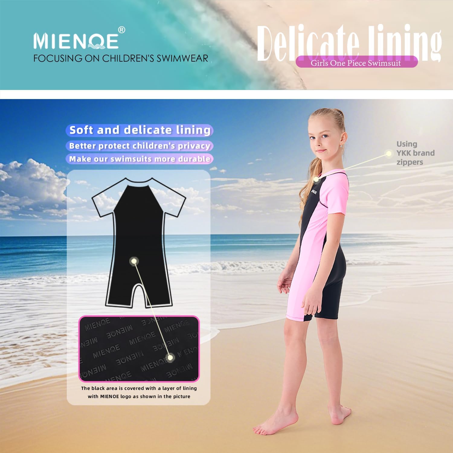 MIENOE Girls One Piece Swimsuit Kid Swimsuit Girls Water Sport Short Swimsuit UPF 50+ Sun Protection Bathing Suits