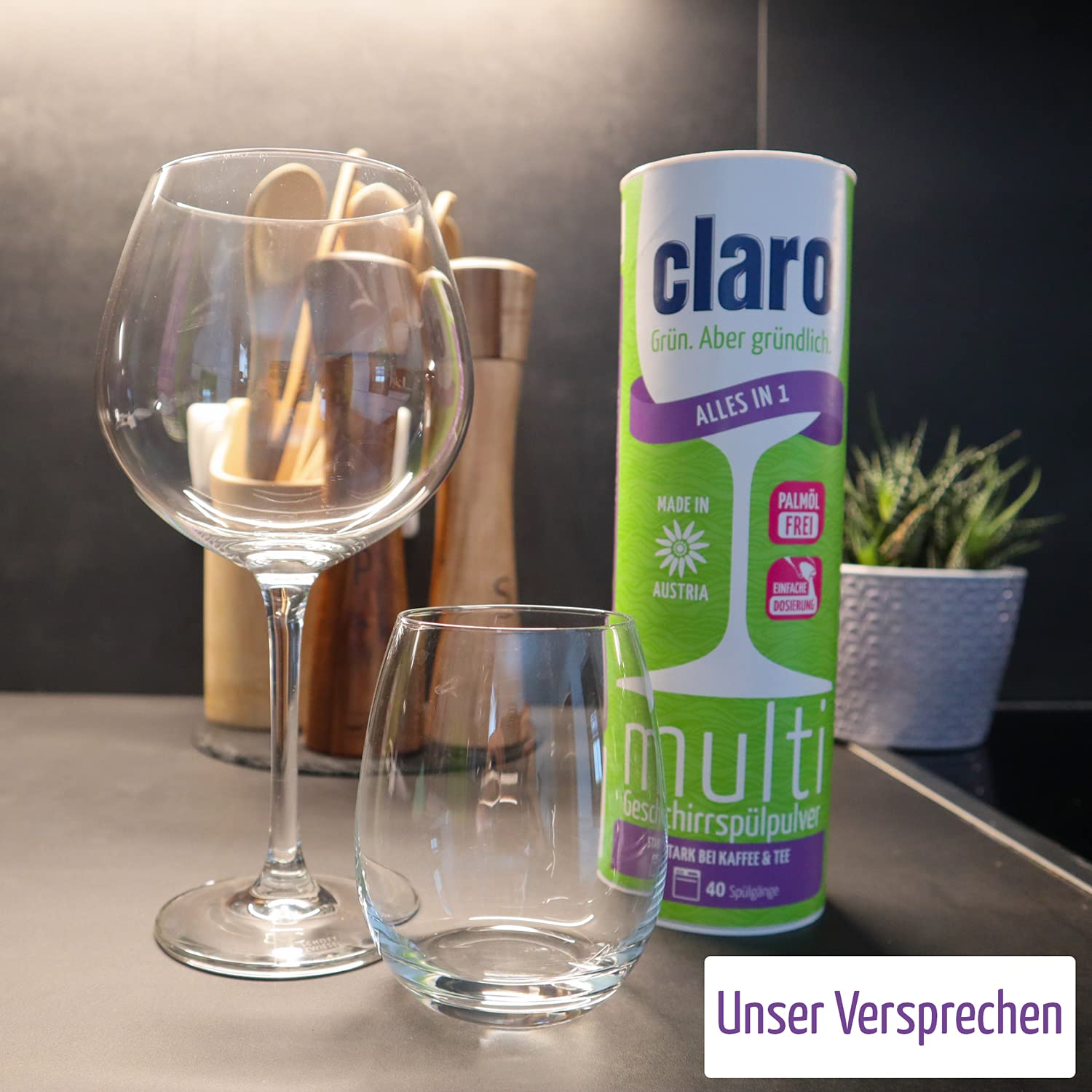 Claro Multi Alles-in-1 Geschirrspül-Pulver - Phosphatfrei & Umweltfreundlich - Öko-Spülmaschinen-Pulver - 3x 800 g