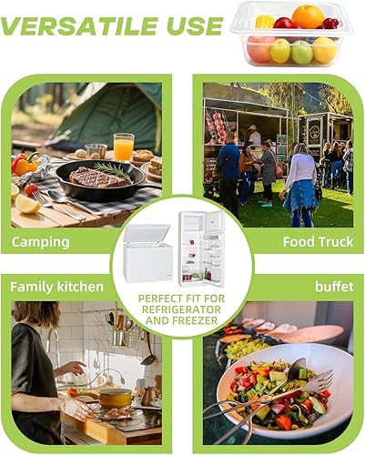 Miniatura 5 de Paquete de 6 bandejas de plástico para alimentos con tapas, tamaño 16 recipientes comerciales de almacenamiento de alimentos para fiestas, catering,