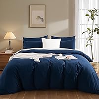 Vista 37 de NEXHOME PRO Funda de edredón Twin XL 100% algodón lavado, transpirable, duradera, texturizada, similar al lino, juego de ropa de cama para el hogar