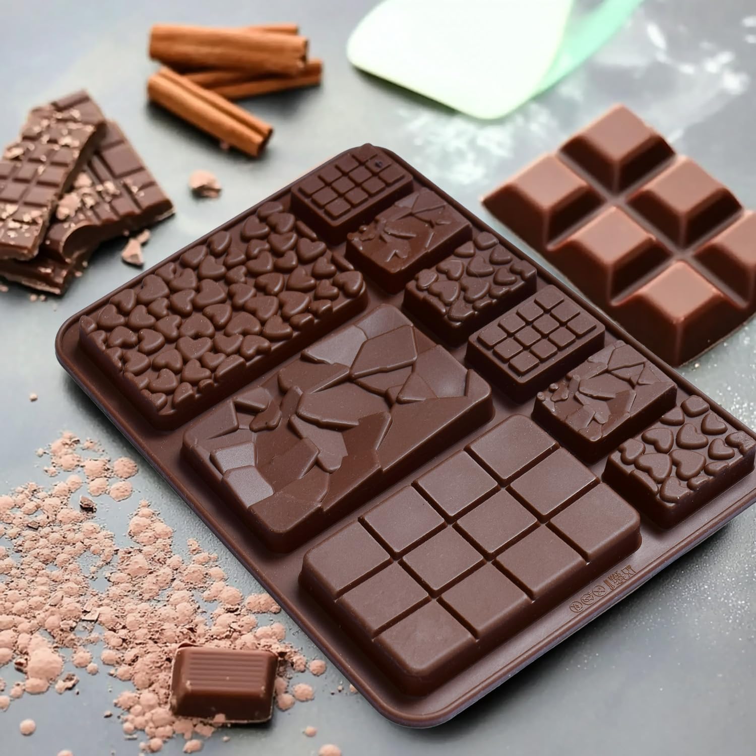 Molde De Silicona Para Chocolate 3 En 1 - Formas De Diamante Y Cuadrados, Sin BPA, Apto Para Horno Y Lavavajillas