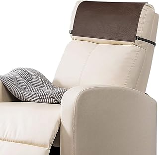 Recliner Headrest Protector-Faux Leather Headrest Covers for Recliners,Recliner Headrest Cover with Elastic Straps,Chair Headrest