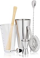 True 7-Piece Barware Set: Boston Shaker, Jigger, Muddler, Strainer & More for Home Cocktails & Bartender Gifts