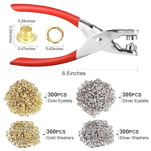 Miniatura 3 de Juego de 1203 alicates de ojal para ojales, 1/4 de pulgada, para tela, cuero, cinturón, zapatos, ropa