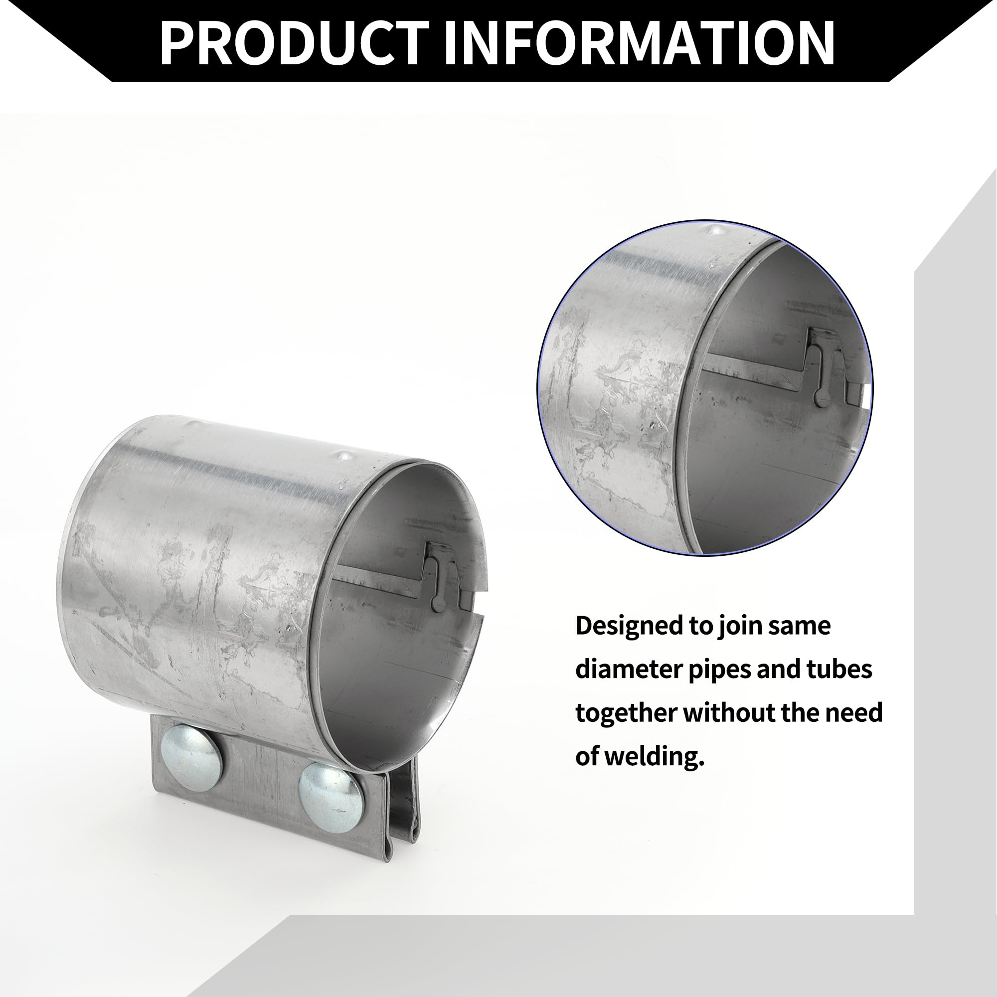 Hihaha Collier De Serrage Pour Tuyau D'échappement/silencieux D'échappement Pour Voiture, Camion, Acier Inoxydable Durable, 10,2 Cm, 30 Mm, 1 Pièce, Argenté