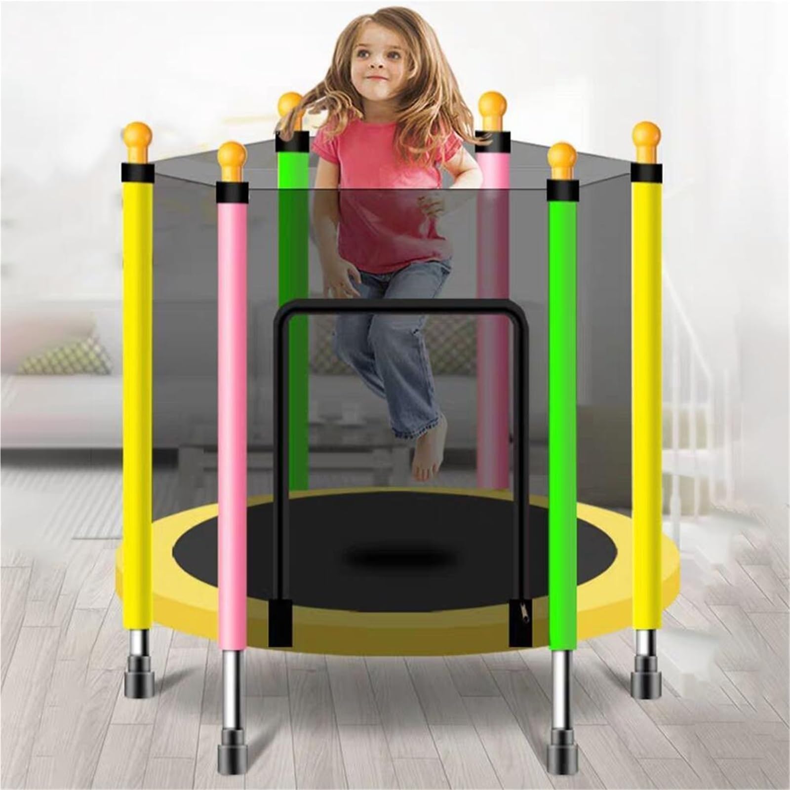 Siatka bezpieczeństwa trampoliny do 6-biegunowych trampolin ogrodowych, trwała siatka zastępcza (1,2 m/1,4 m/1,5 m) pasuje do większości modeli trampolin, zwiększona ochrona i stabilność