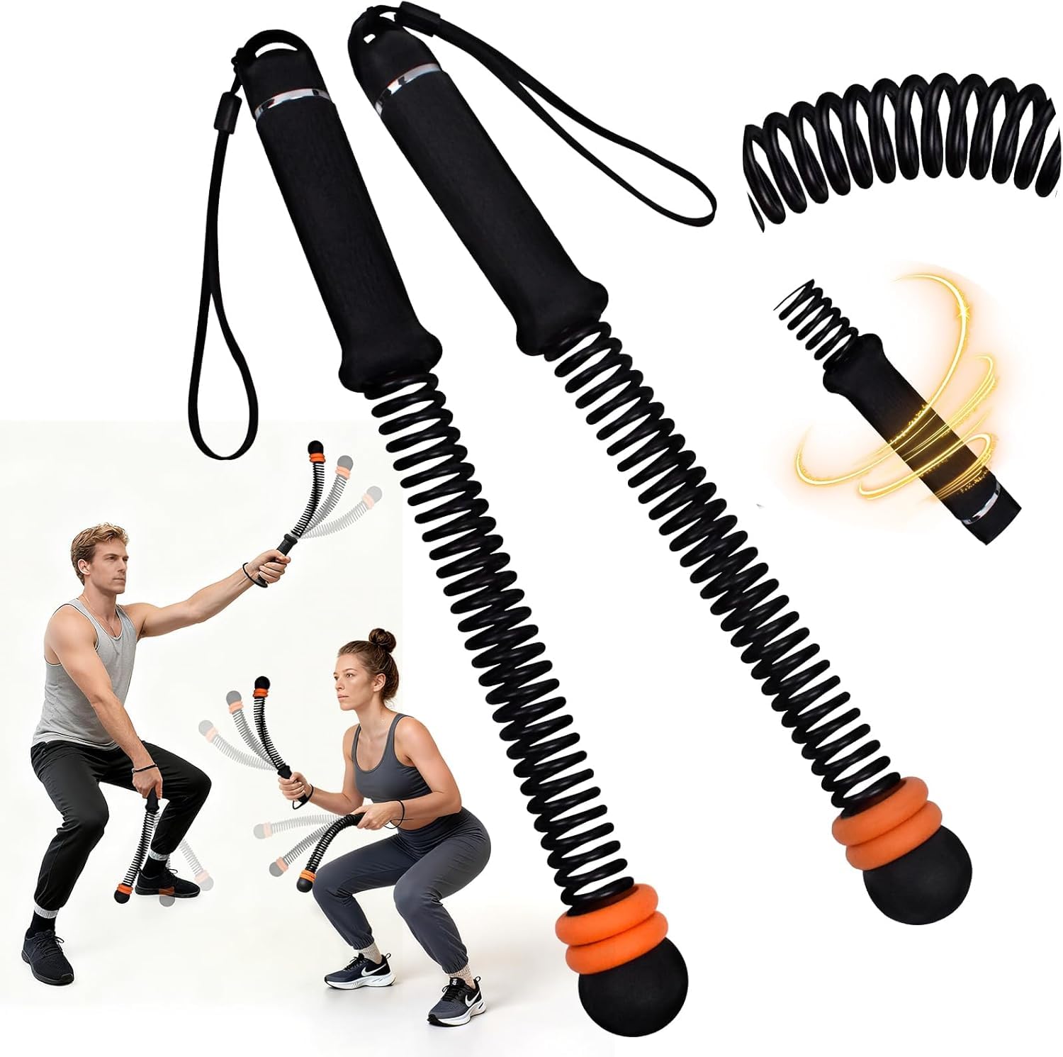 Guyaq Black Adjustable Weight Portable Ropeless Battle Ropes, Adjustable Weights Cordless Battle Ropes For Home Gym, Weighted Exercise Equipment For Low-Impact Workout, Strength & Hiit