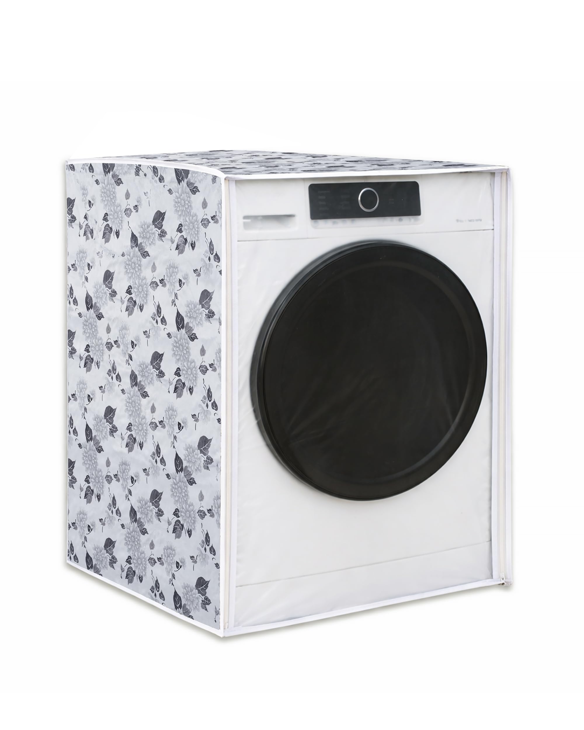 Classic® Front Load Washing Machine Cover Suitable for LG 5.5 Kg, 6 Kg, 6.5 Kg (50cmsX63cmsX81cms, Half White & Grey)