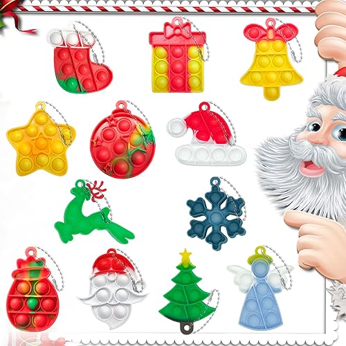 Miniatura 2 de 12 piezas de juguete para ansiedad de Navidad, llavero para aliviar la ansiedad y el estrés, juguete para ansiedad adecuado para todas las edades