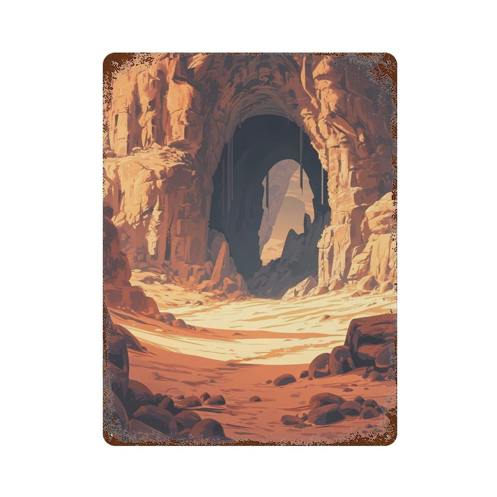 Garage Style Desert Tunnel Rusty Metal Tin Sign 15.7"x11.8", Farmhouse Wall Decor for Bar And Workshop