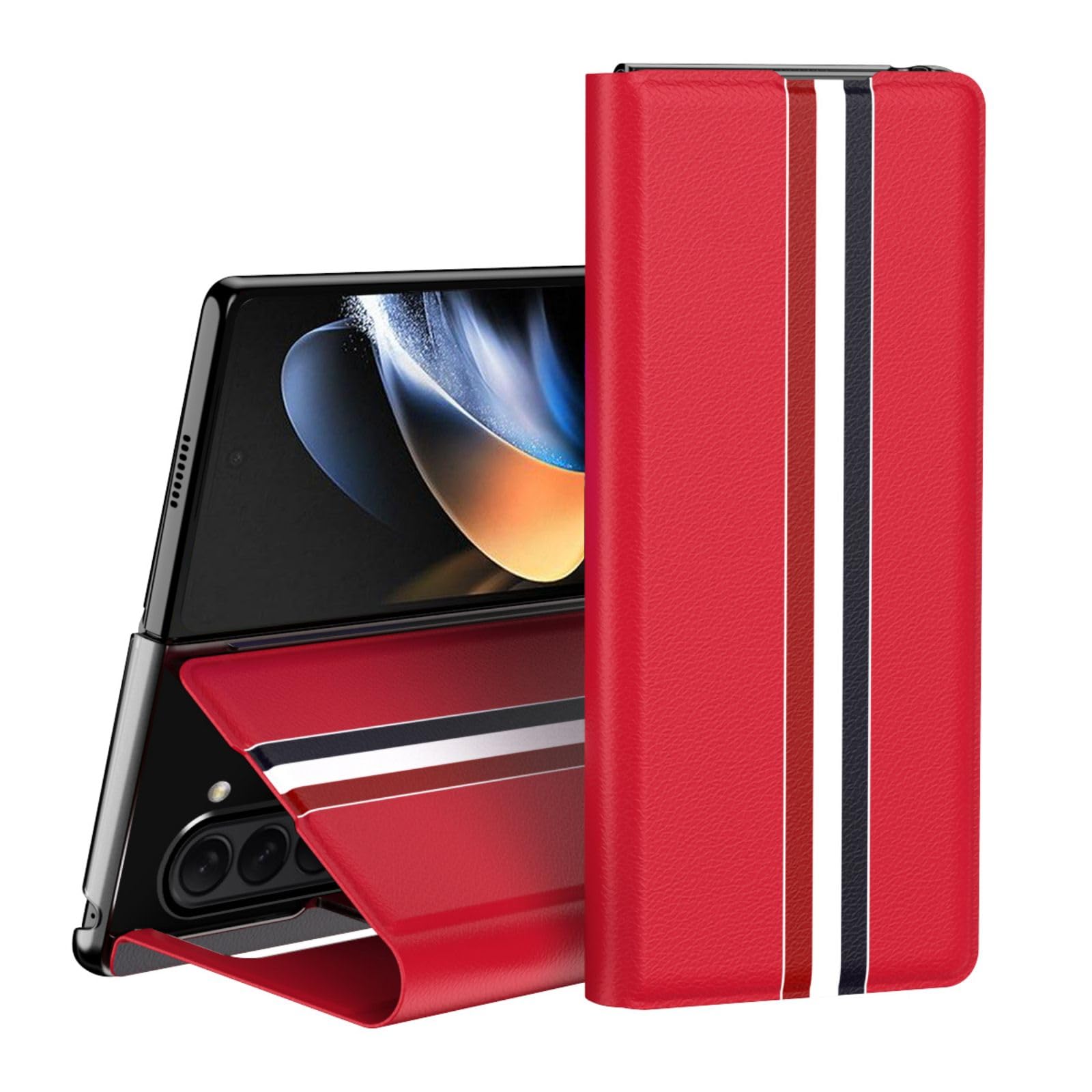 für Fold6 Klapphüllen + Wallet Card Slot,Ständer Leder Magnetic Flip Folio Shell für Samsung Galaxy Z Fold6(3)