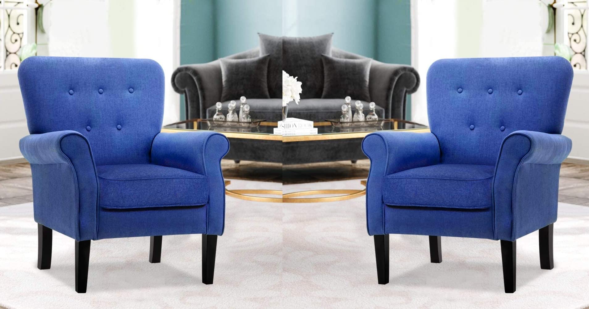 Lifestyle Goods Forever LSGF Modern Accent Chairs, Mid Century Arm Chair  with Button Tufted Design, Single Sofa Chair for Small Apartments, Living 