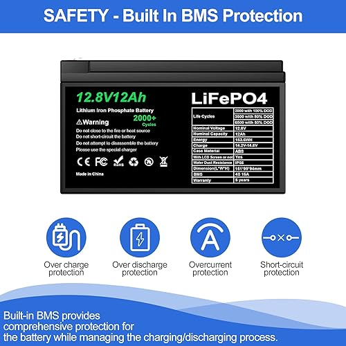 Miniatura 5 de LPFMAX Batería de litio LiFePO4 Bluetooth de 12 V 300 Ah  Smart 4000 batería de fosfato de hierro y litio de ciclo profundo integrado BMS de 200 A