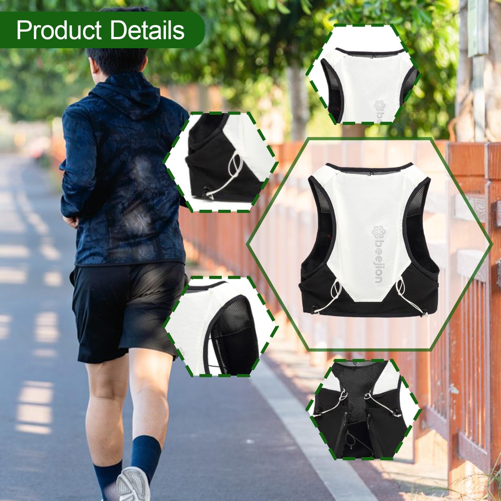 Gilet da Corsa Zaino Idratazione per Uomo Donna con Molteplici Tasche Spallacci Regolabili Traspiranti Tessuto Leggero in Nylon Spandex Ideale per Spo