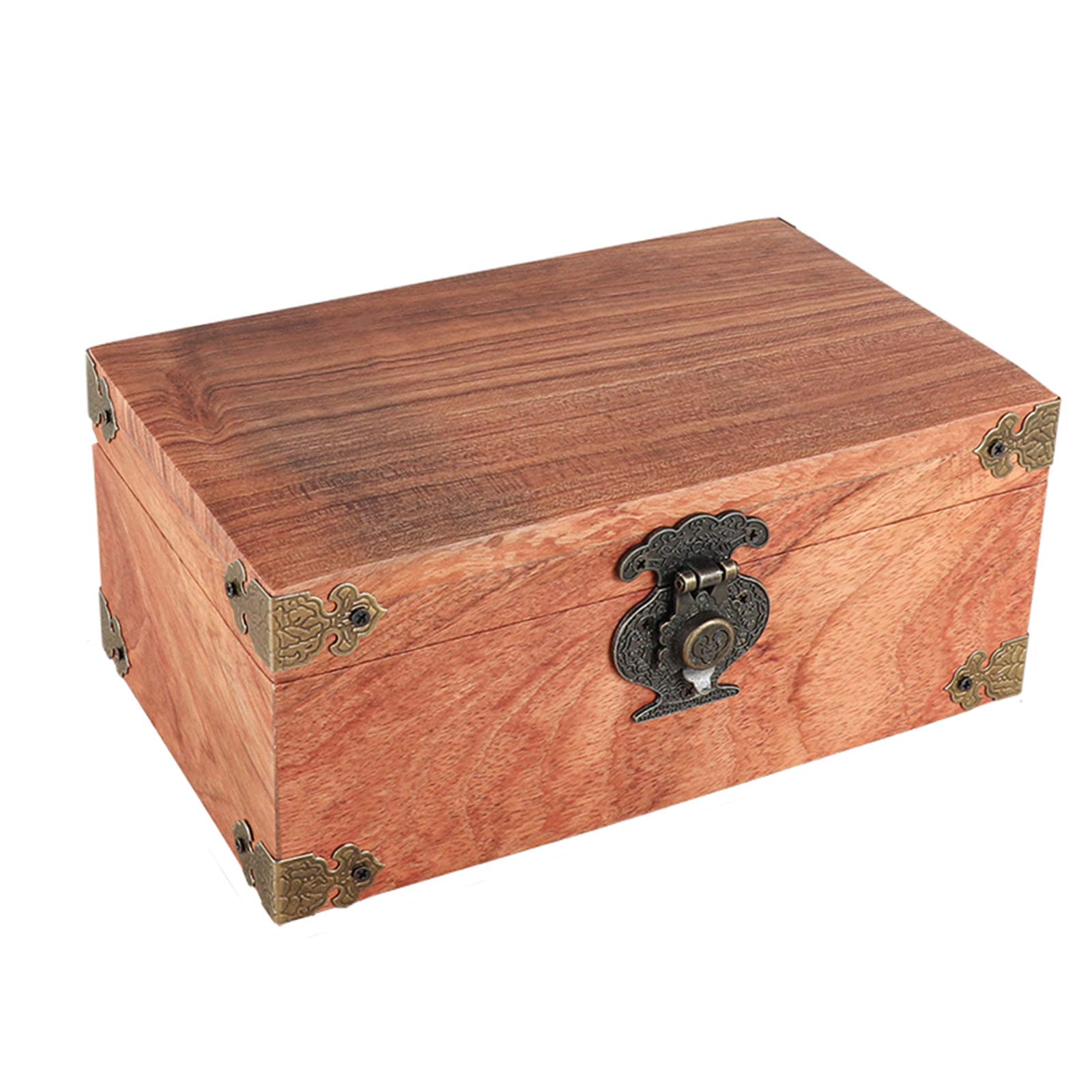 Portagioie in Palissandro retrò,Scatola portaoggetti Ecologica Fatta a Mano,Contenitore portaoggetti Multifunzionale per Giocattoli da tè Gioielli-B 20x12x8cm