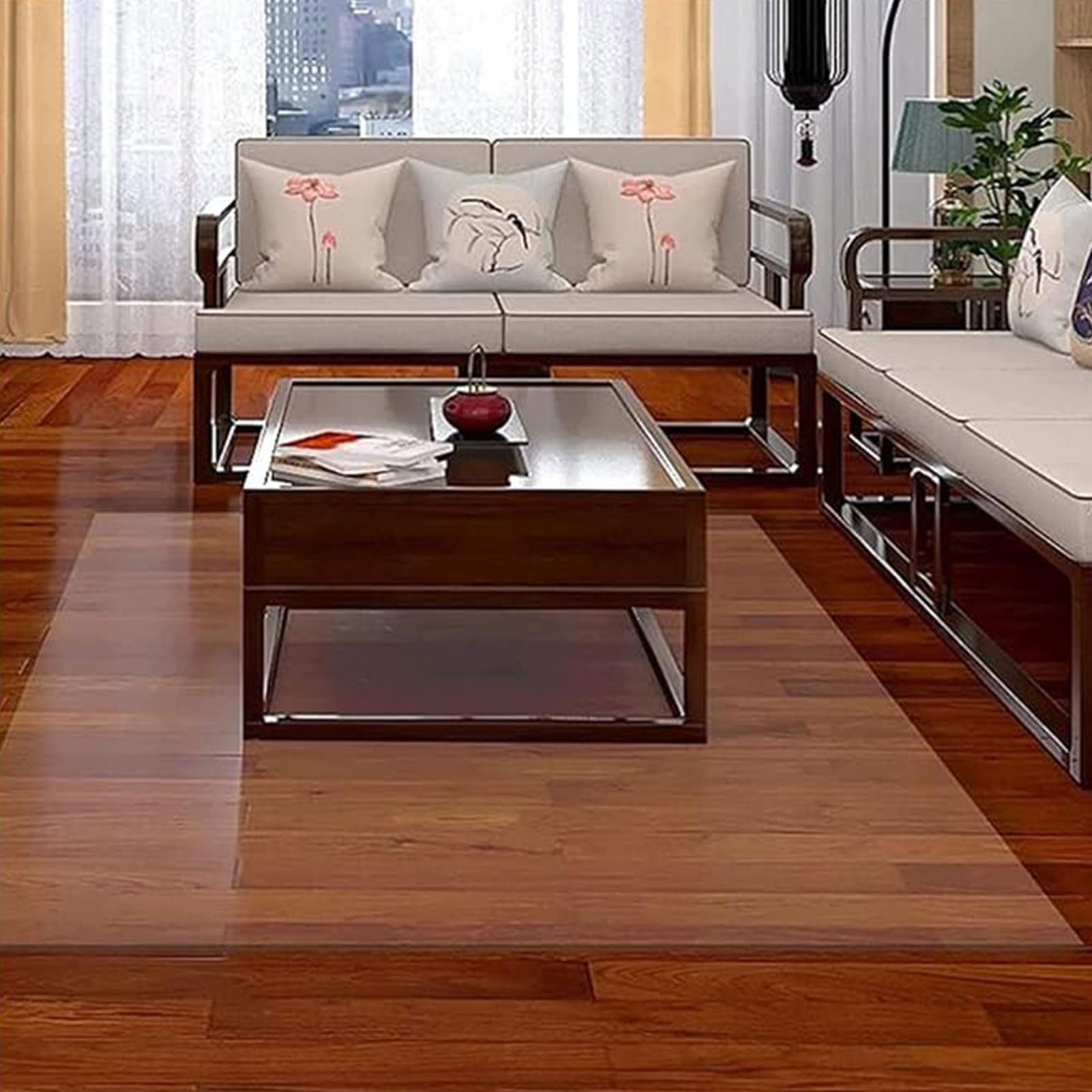 Transparent Givré Tapis De Sol Plaque De Cristal, Protecteur PVC De Verre Souple, Tapis Parquet de Sols Durs Protection, Antidérapant, pour Bureau à Domicile Cuisine