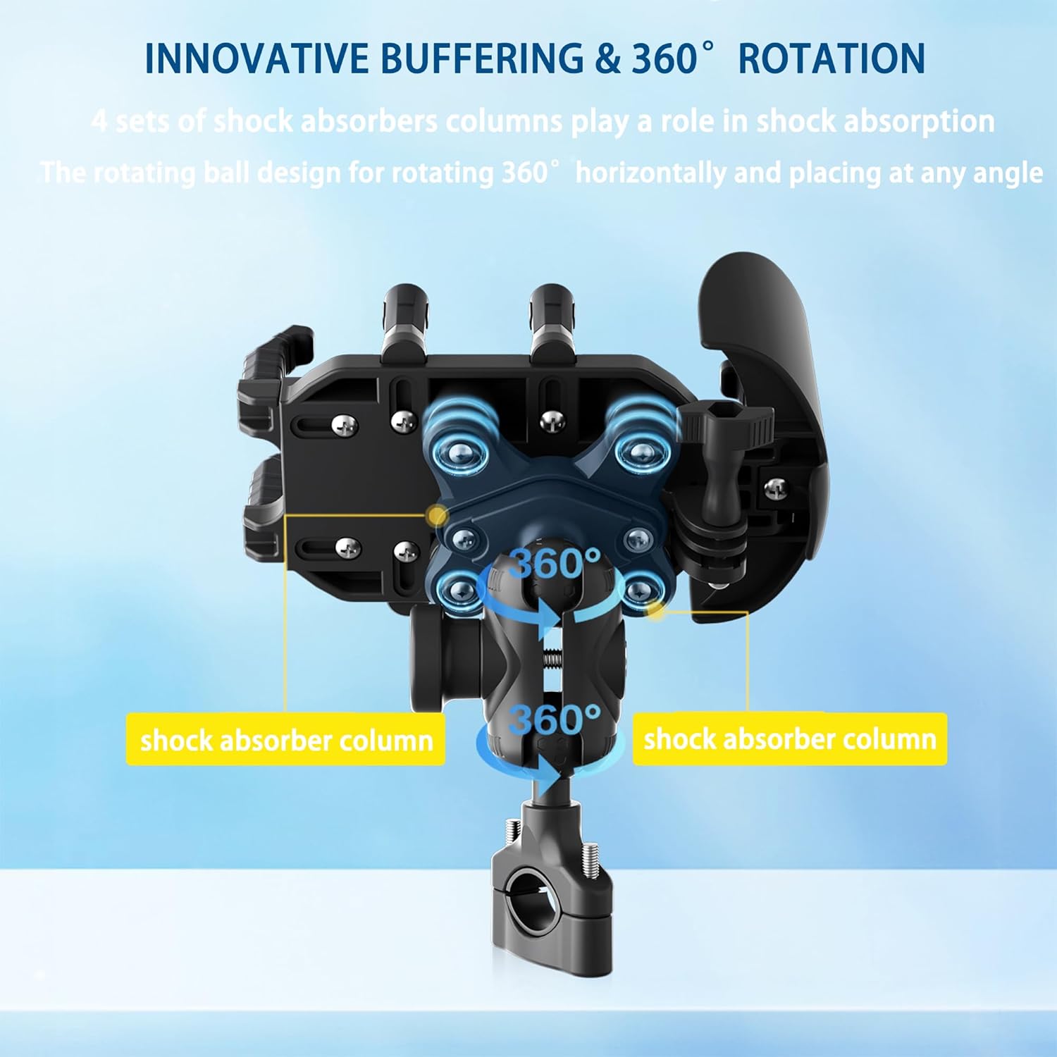 Universal Motorcycle Phone Holder, 8-Claw Heavy Duty Thick Phone Handlebar Mount for Electric Scooter/Bike/ATV, Compatible with iPhone 15/14/13 Pro Max, Samsung Galaxy S23/S22 Ultra, Gopro Camera