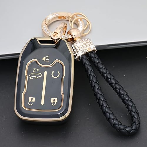 Miniatura 6 de WONYS Funda para llavero GMC para Chevy Silverado GMC Sierra 1500 2500HD 3500HD 5 botones TPU funda para llavero color negro