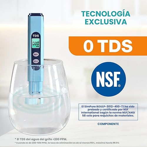 Miniatura 2 de SimPure Sistema de ósmosis inversa sin tanque T1-400UV con UV, certificado NSF/ANSI 58, sistema de filtro de agua RO para debajo del fregadero 400