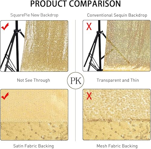 Miniatura 10 de SquarePie Cortina de fondo de lentejuelas color rojo, 2 x 8 pies, 2 piezas de satén con parte trasera brillante para bodas, fiestas