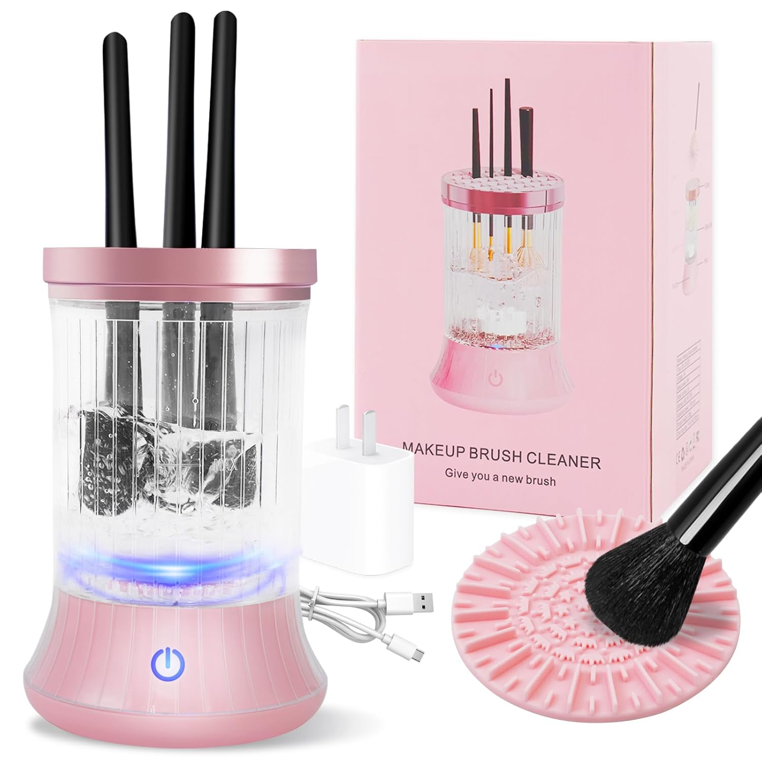 Automatic Electric Makeup Brush Cleaner - Fast Deep Cleaning Machine for All Brush Types, Portable Cosmetic Brush Washer, Effortless Makeup Brush Cleanser, Hygiene Essential for Beauty Lovers