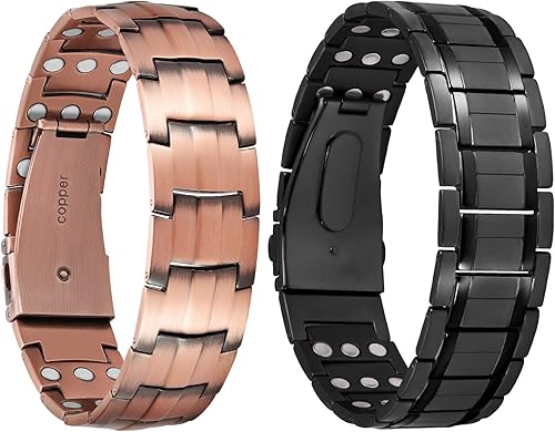 Jecanori Pulseras magnéticas de cobre para hombres, pulsera magnética ultra fuerte, regalos de joyería con herramienta de tamaño