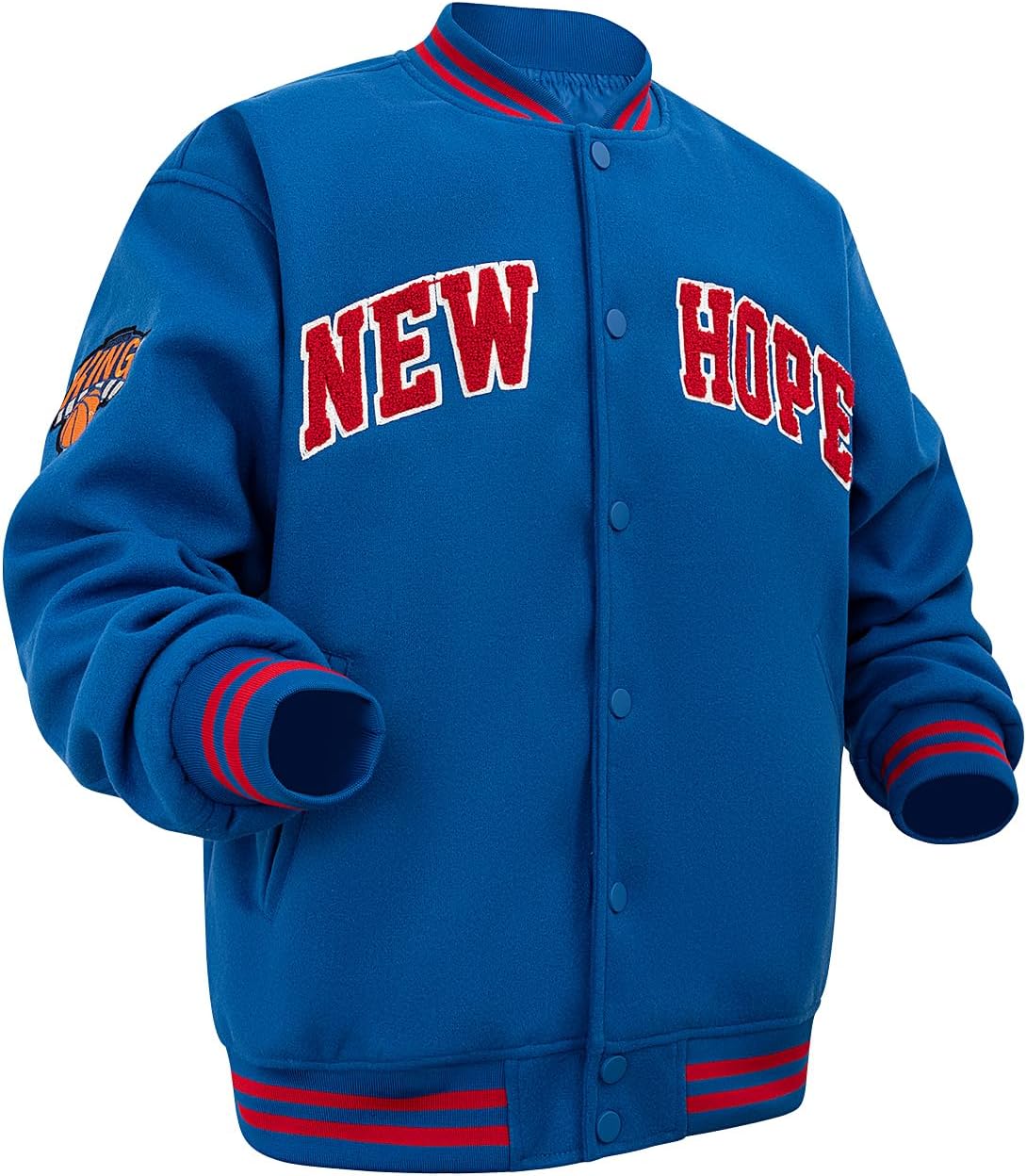 Men's Varsity Jacket Stand Collar Breathable&Anti-Pilling Fabric,Letterman Baseball Coat for Daily Wear Activities