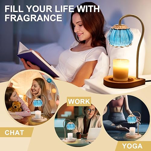 Miniatura 6 de Lámpara Calentadora de Velas con Temporizador, Lámpara Calentadora de Velas Ajustable, Soportes Calentadores de Velas de Cuerpo de Vidrio Eléctricos