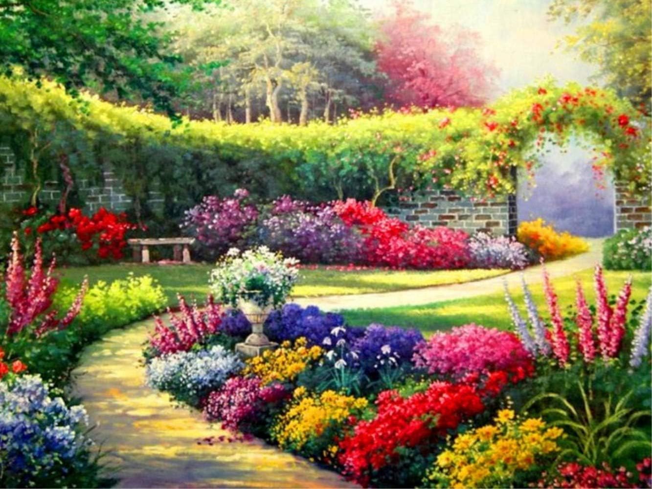 Landscape Garden Diamond Painting Set - PigPigBoss 5D Full Round Drill Diamond Painting Kits for Adult Garden Diamond Embroidery Dots Kit Decor Art for Kids (15.7 x 11.8 inches)