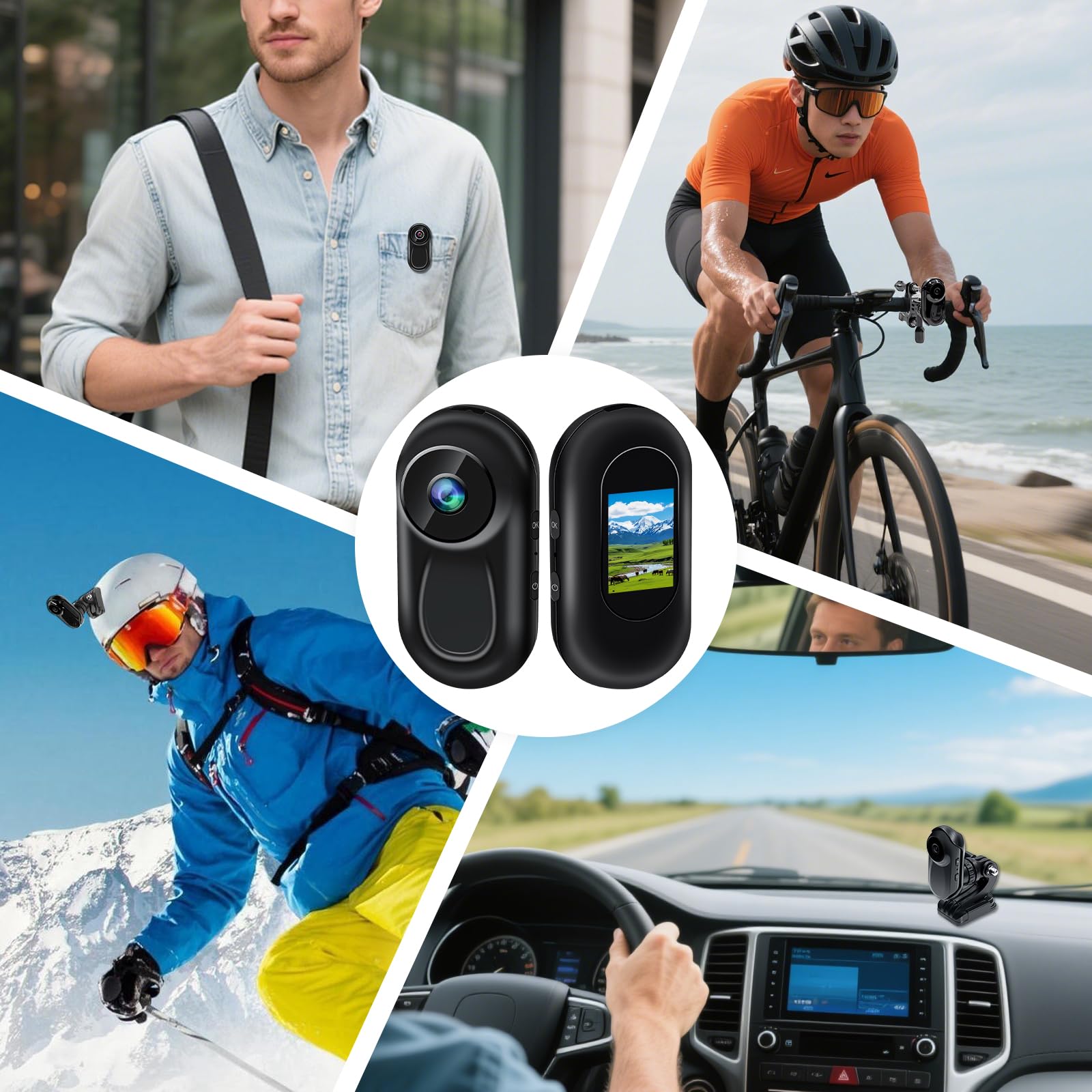 TANGMI Camera Sport Mini, Support Magnétique Moto 360, Dashcam Moto 1080P Grand Angle 120°, Vision Nocturne