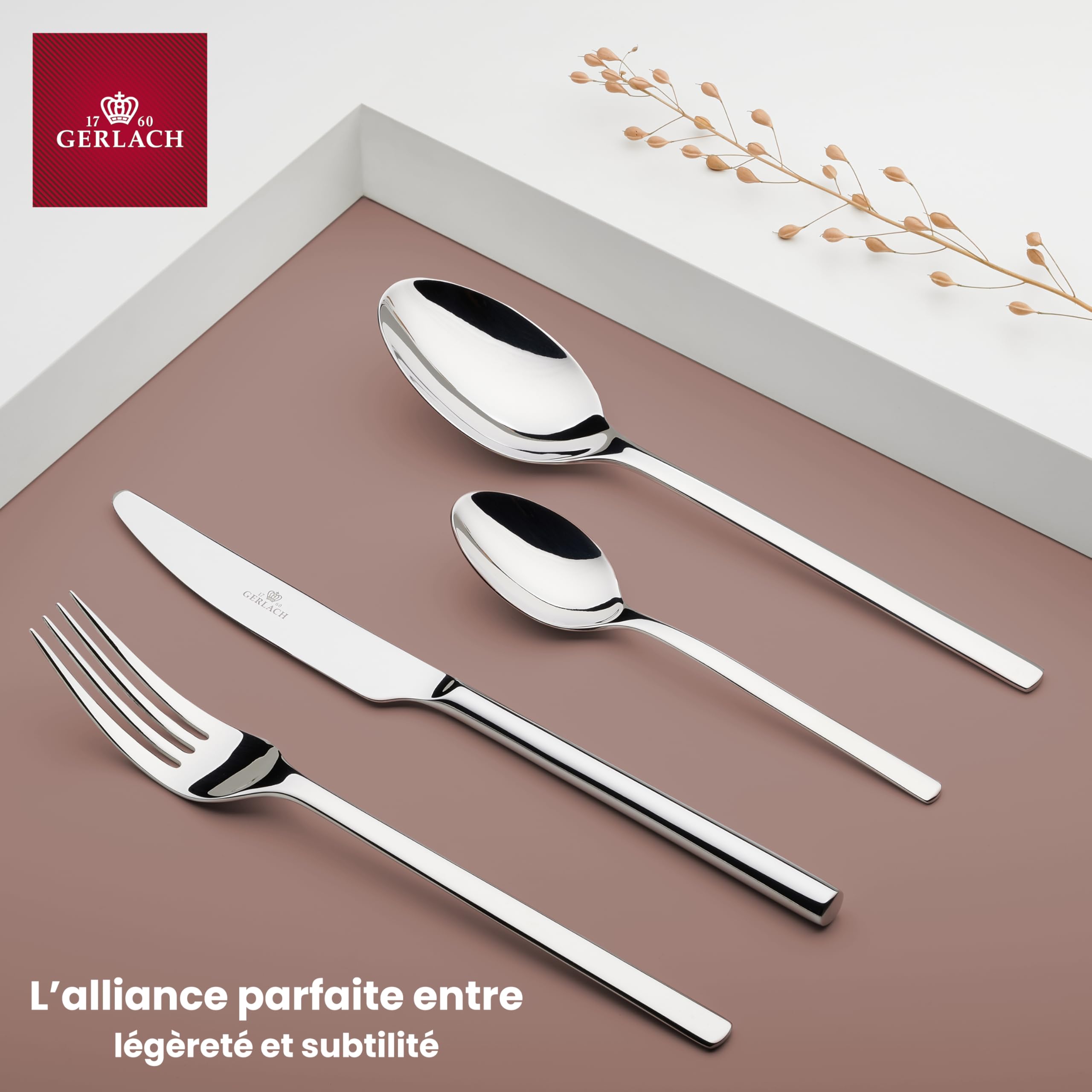Gerlach 1760 Couverts Ensemble Pour 6 Personnes 30 Pièces En Acier Inoxydable Haute Brillance Moderne