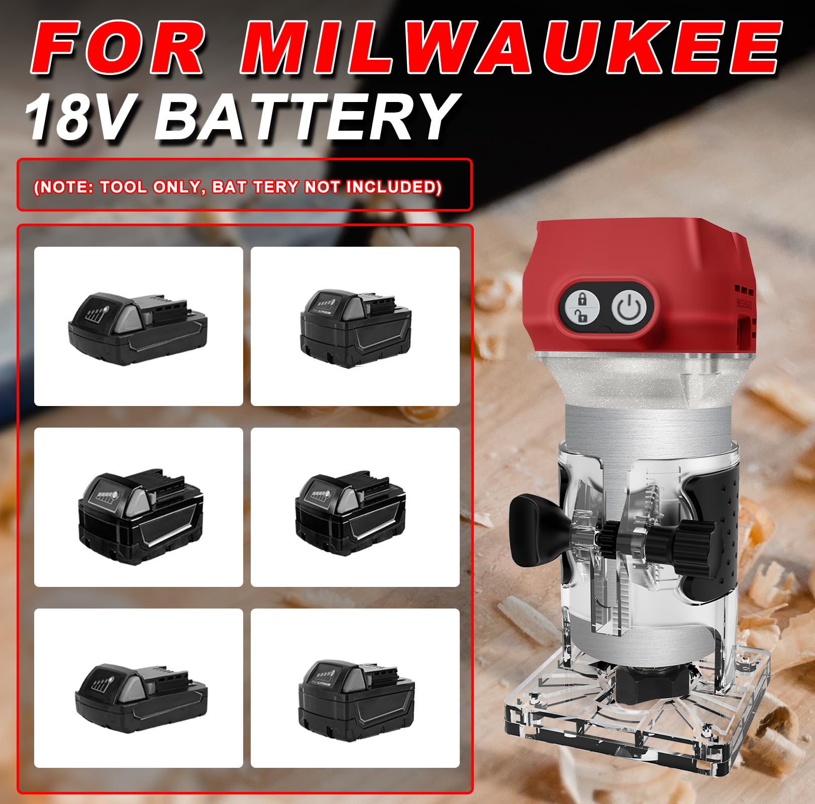Défonceuse sans fil avec 6 vitesses pour Milwaukee 18V (sans batterie)