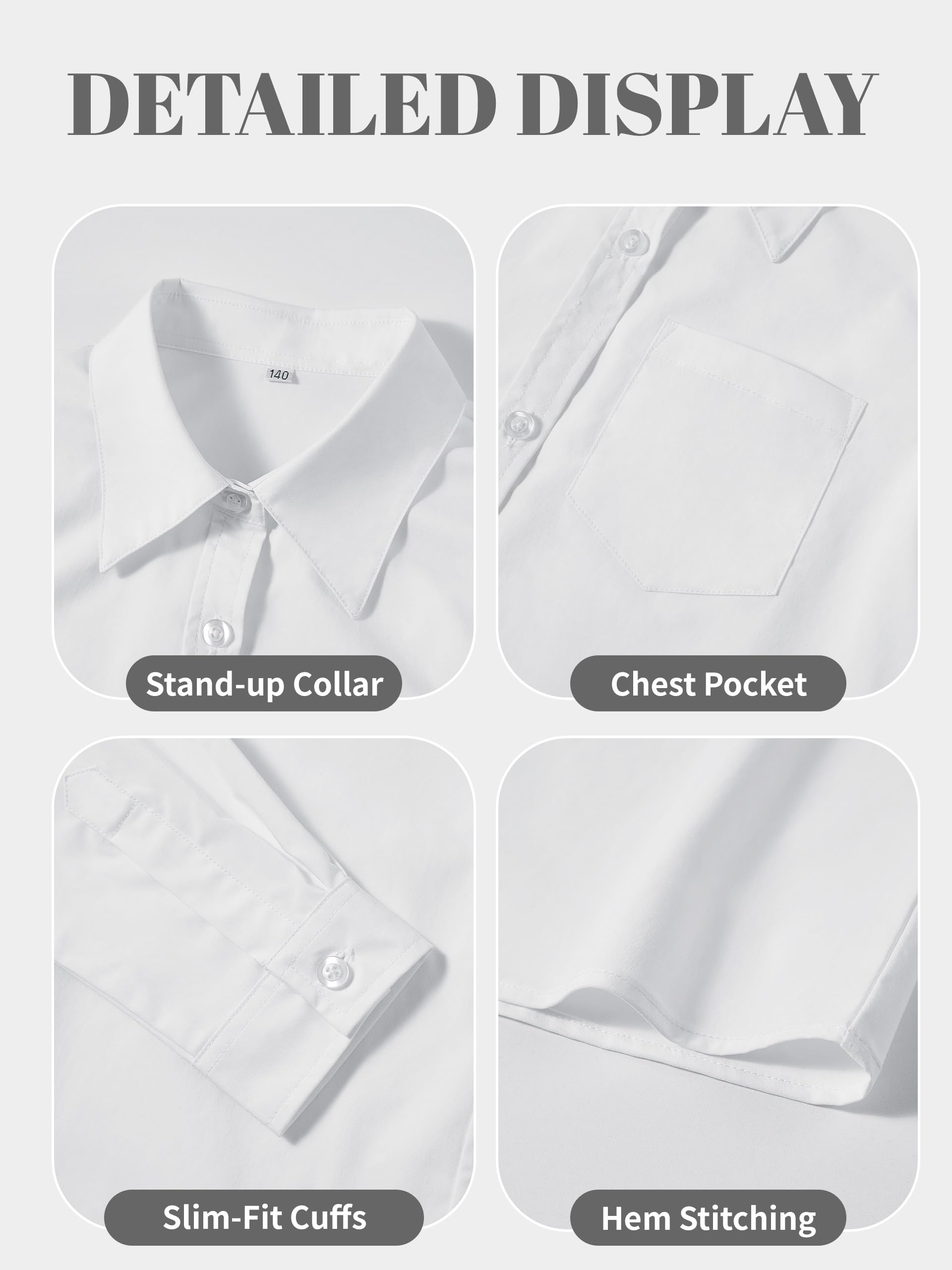 LOLANTA Chemise d'uniforme Scolaire pour Fille, Manches Longues, Chemisier boutonné avec Poche Poitrine, résistant aux Taches, mélange de Coton