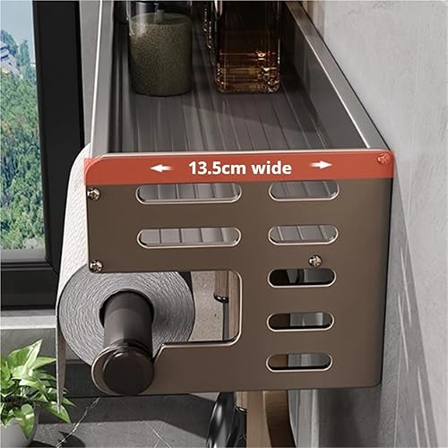 Miniatura 6 de Estante para utensilios de cocina montado en la pared, estante de almacenamiento de especias, estante de almacenamiento colgante con ganchos,