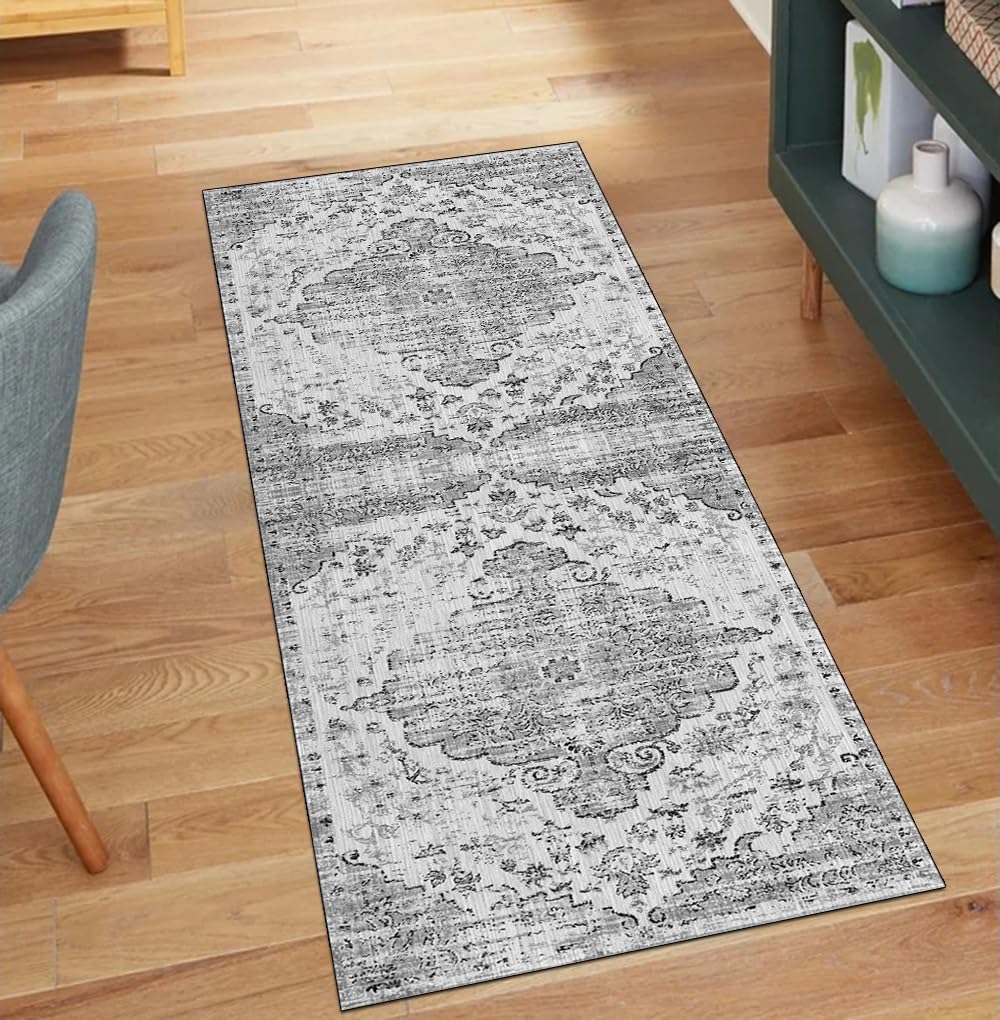 Alfombra de pasillo antideslizante gris que soluciona los resbalones en la cocina lavable 1