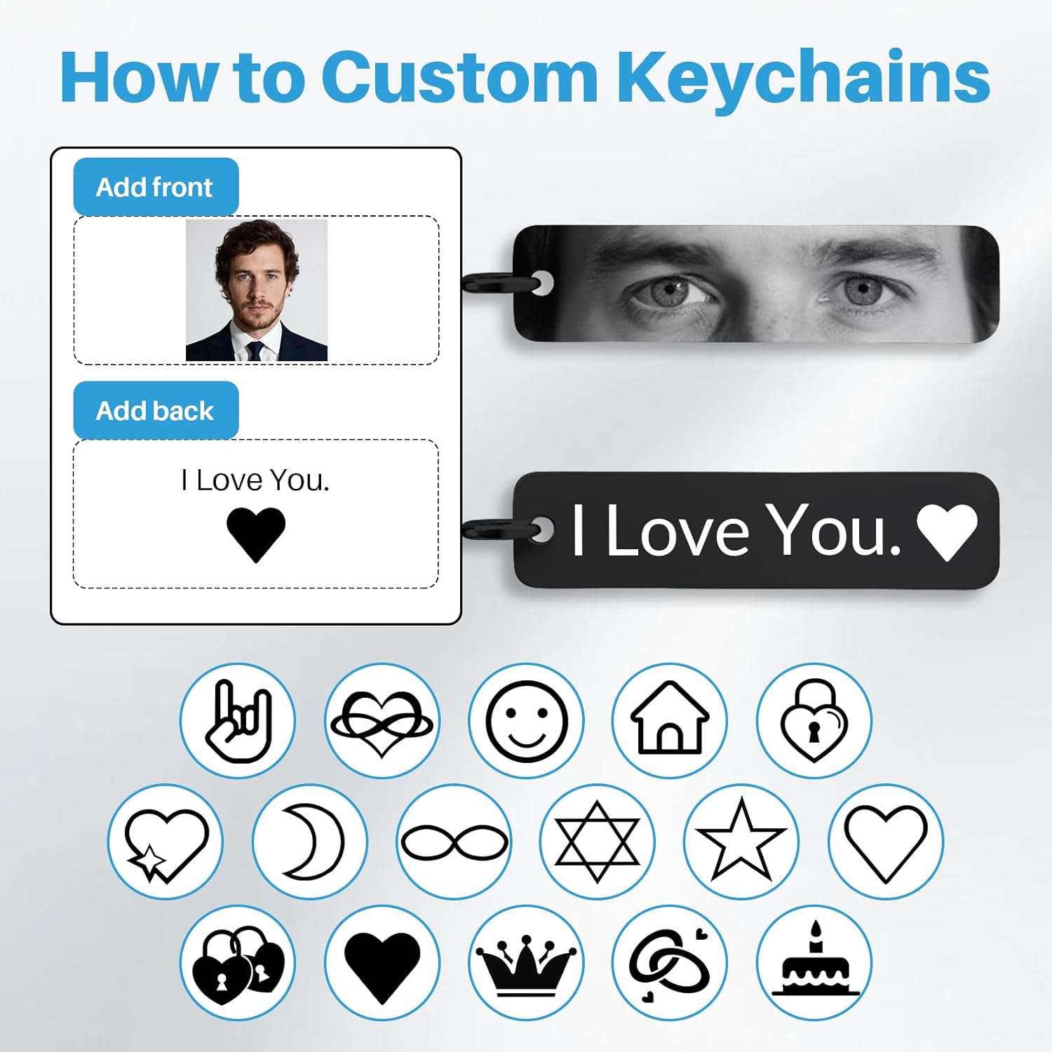 Custom Stainless Steel Keychain - Personalized Double Sided Engraved Text Name Keychains, Customized Gifts for Him/Her - Image 2