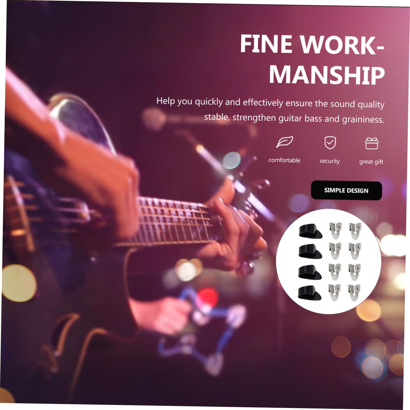 SUPVOX 3juegos Púas De Guitarra Ajustables Para Dedos Protección Cómoda y Práctica Para Guitarristas Adecuadas Para Guitarras Eléctricas Acústicas y Clásicas De Accesorios