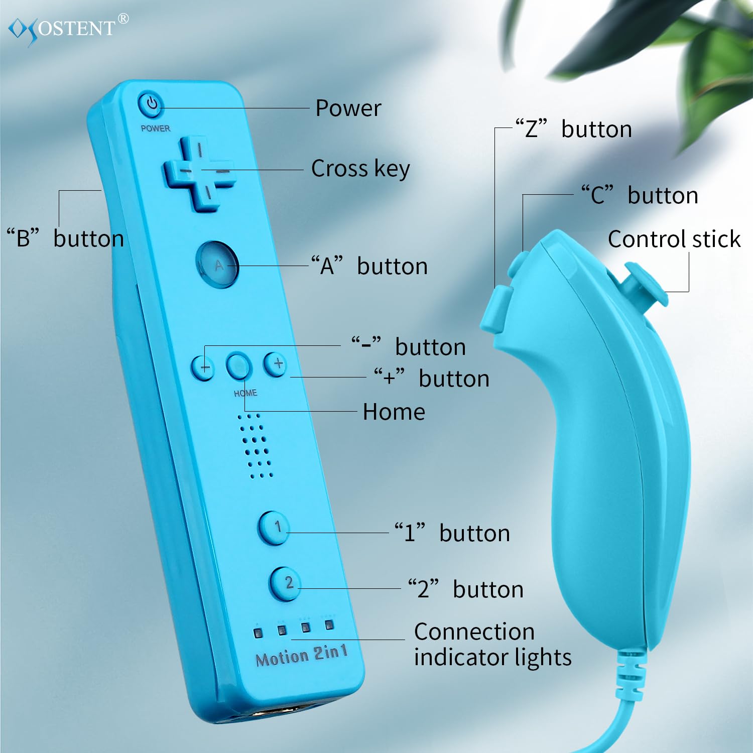 Amazon | OSTENT 2 in 1 リモコン モーションプラス + ヌンチャク内蔵
