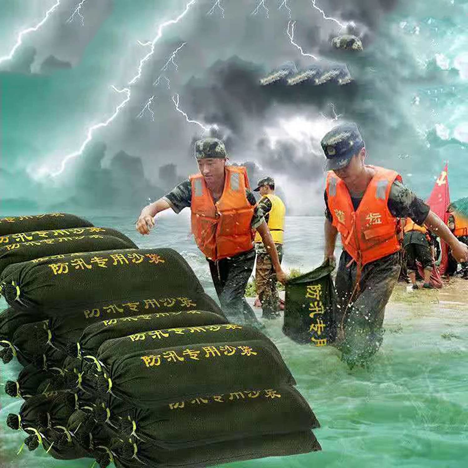 10 Bolsas de Arena de Lona Gruesa de Alta Densidad - Bolsas de Arena Verdes para protección contra inundaciones - Bolsas de Arena para silos sin Relleno - Bolsas de silo con Barrera de Agua