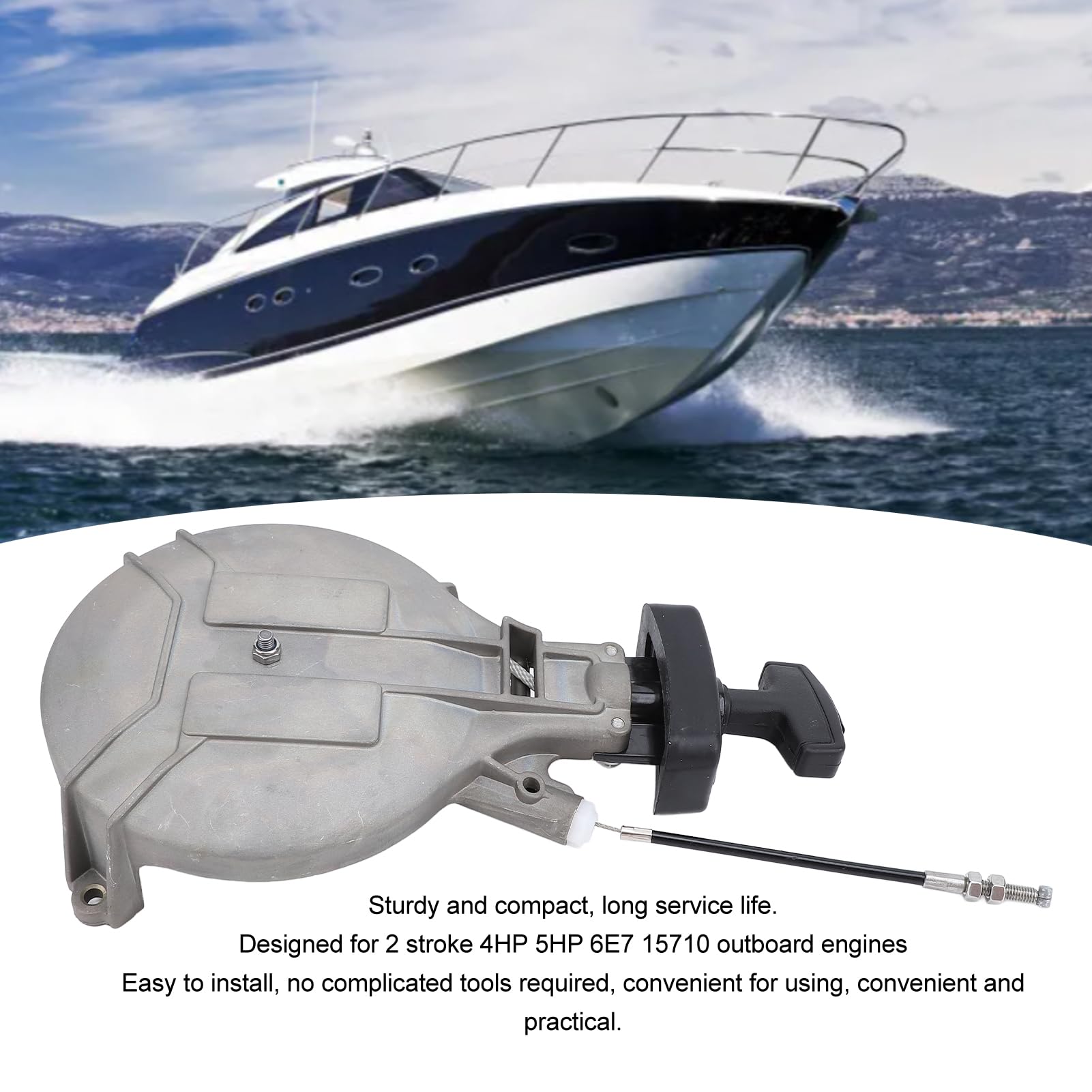 Avviatore a strappo di ricambio per motori fuoribordo a 2 tempi da 4 CV e 5 CV, modello 6E7 15710, accessori per motori nautici.