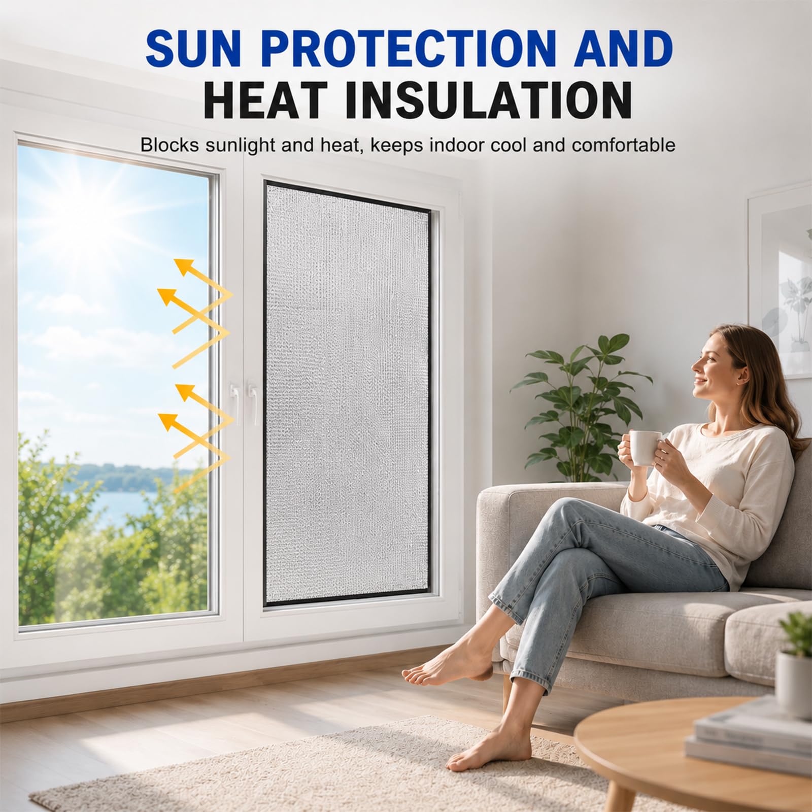 Fenster Isolierfolie Doppelseitig Aluminium mit Saugnäpfen 9mm Dick Thermofolie Sonnenschutz Verdunkelungsfolie gegen Hitze Sommer Wohnmobil Dachfenster Silber Silver 50 * 110cm