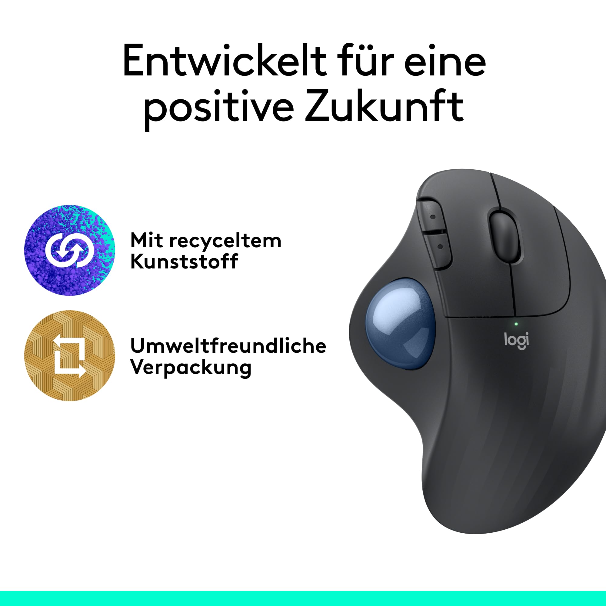 Logitech ERGO M575 For Business kabelloser Trackball – leichte Daumensteuerung, ergonomisches Design, gesichertes Logi Bolt, Bluetooth, weltweit zertifiziert, Windows/Mac/Chrome/Linux – Grafit