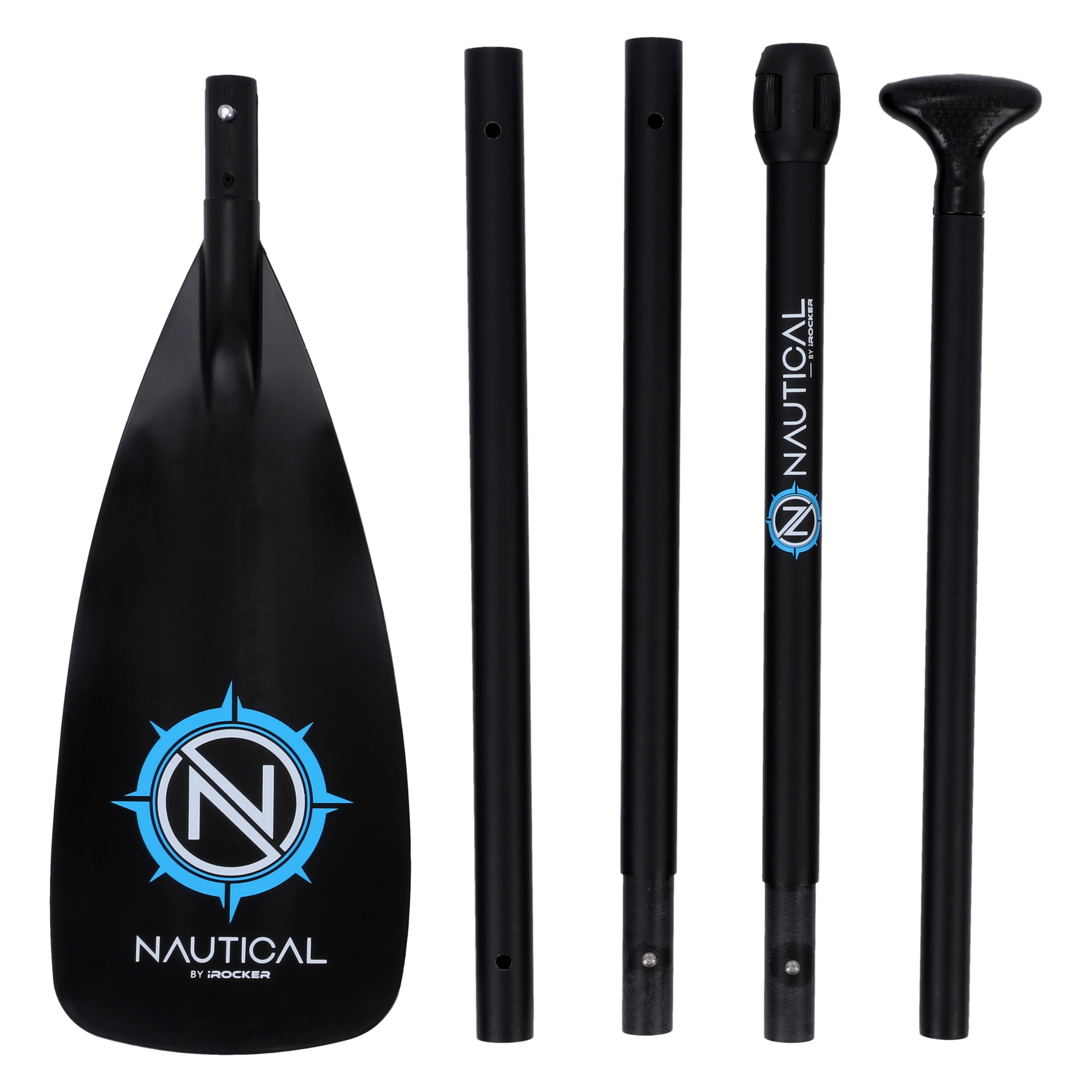 iROCKERNautical 5-Piece Fiberglass Compact Paddle with Nylon Blade - Adjustable from 72" to 86"