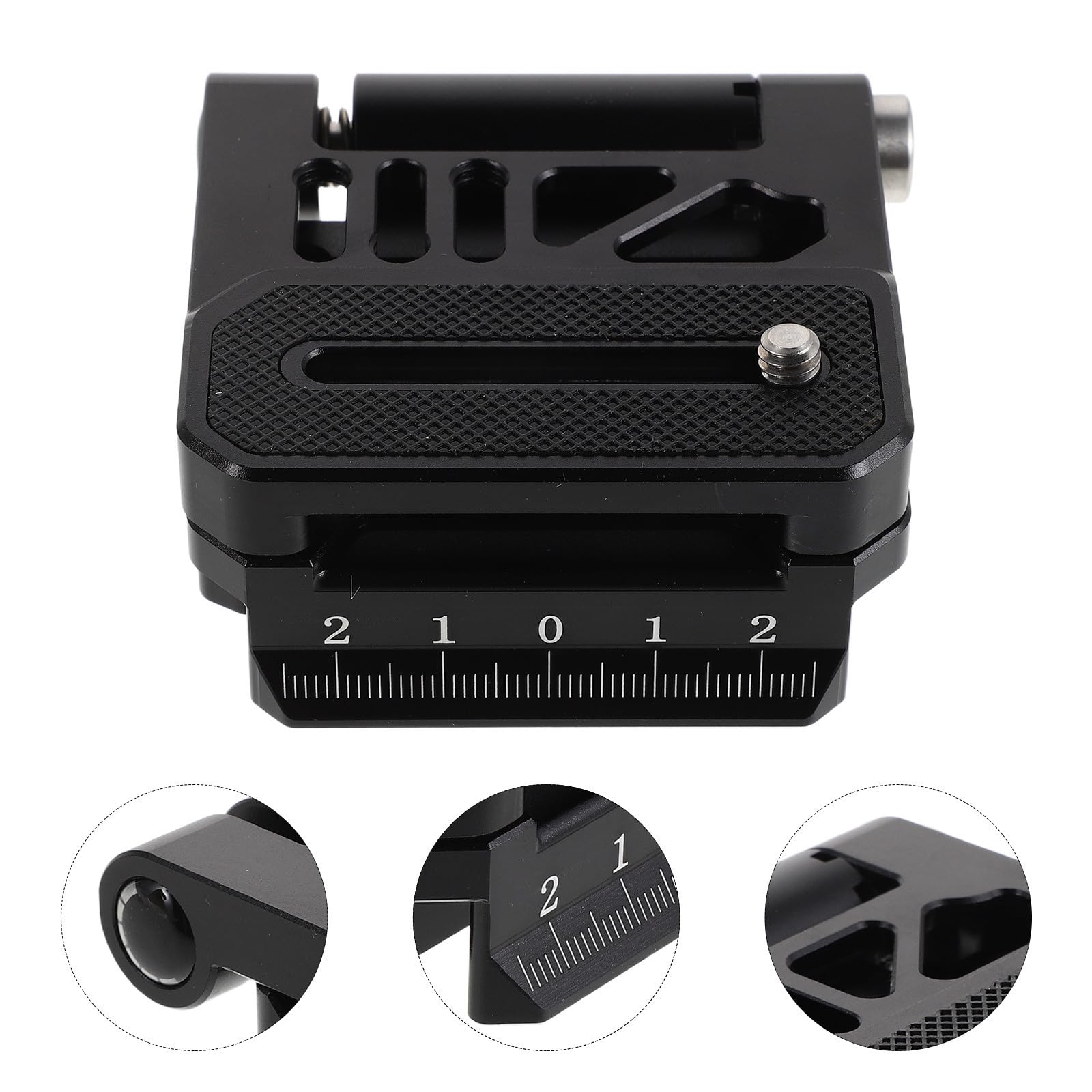 Zerodeko Staffa per Fotocamera, Piastra Sgancio Rapido Pieghevole in Lega di Alluminio, Vite 1/4'', Commutazione Verticale/orizzontale, per Fotografia e Viaggio, Nera